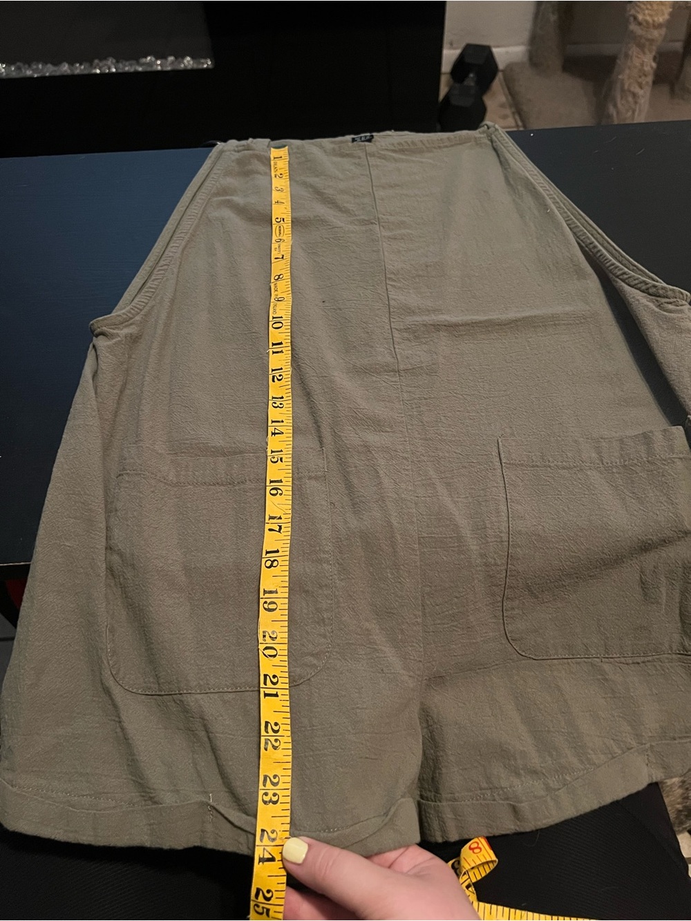 SHEIN Olive Tie-Strap Romper with Front Pockets - Picture 3 of 6